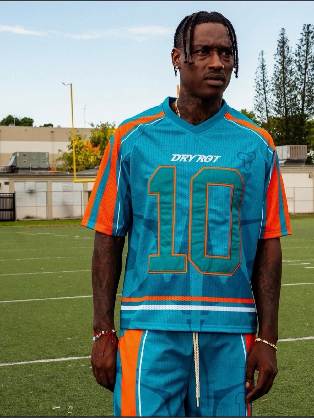 Dry Rot Miami Teal Orange Mesh Jersey Set Top Bottom NWT Limited Edition L